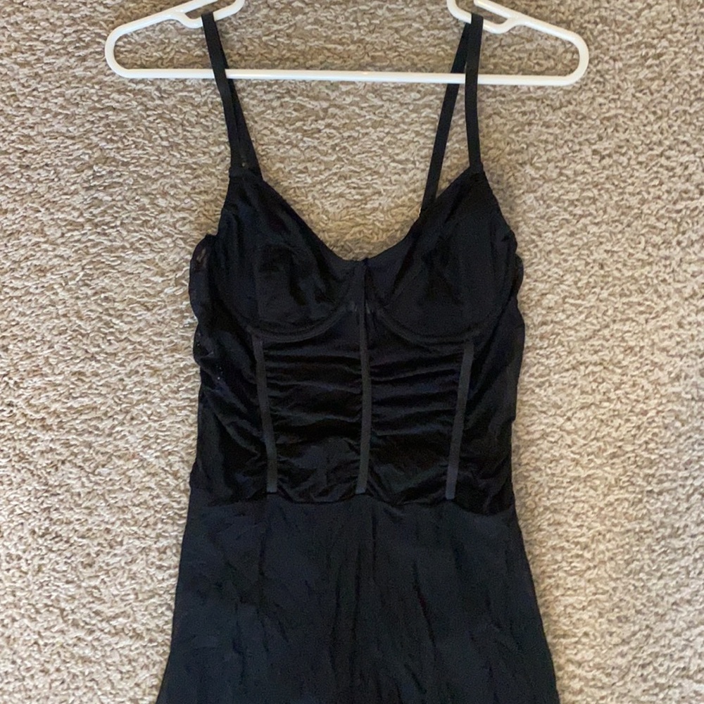 Black mesh slit dress